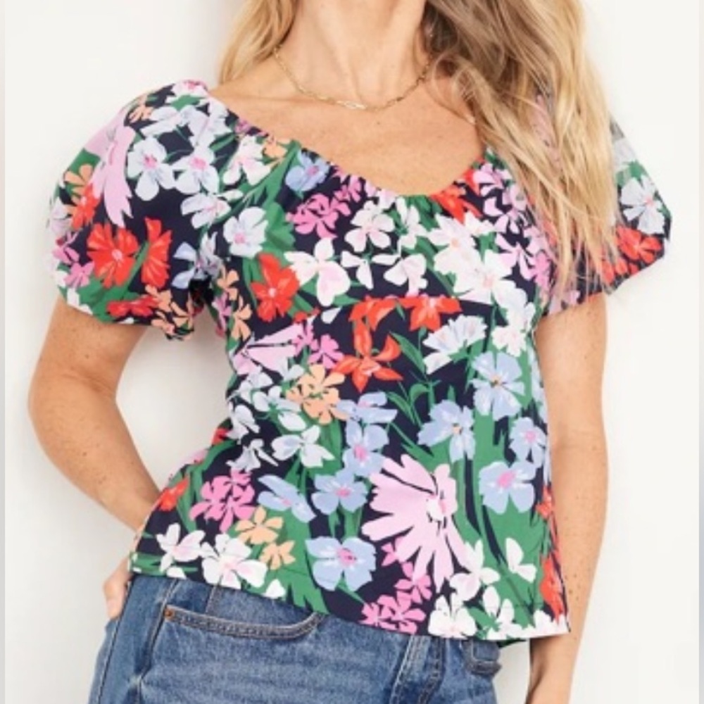 OLD NAVY WOMENS FLORAL TOP XL 🩷🩵🤍🧡💚💙NWOT